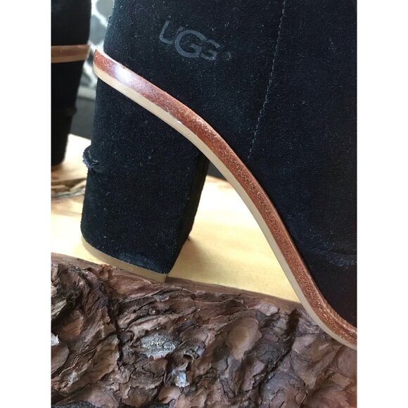 UGG Ginger Open Toe Ankle Boot Black Suede Size 6 1/2 Dressy Casual Summer fall - Picture 11 of 12